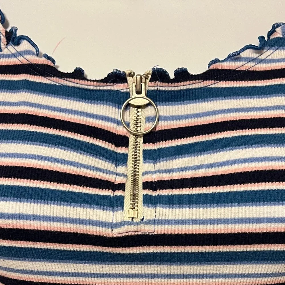 Justice long sleeve blue striped shirt size 14/16